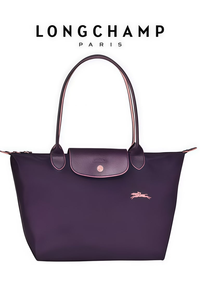 Longchamp Women's Classic Fashion Versatile Medium Handbag Shopping Bag Shoulder Bag Handbag Eco-friendly Purple - Image 1